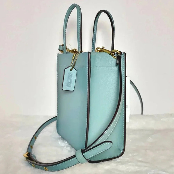 Coach Glove Tanned Leather Mini Cashin Carry Sage Green Tote Bag Purse NWT - Picture 9 of 12